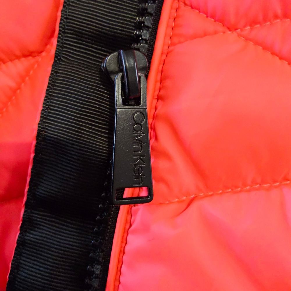 Calvin Klein Performance Puffer Jacket Womens Small Pink Hooded Mixed Media - Picture 12 of 12